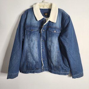 Vintage Lee Jeans Jacket Storm Rider Sherpa USA Denim Trucker Blue Jean Work XL